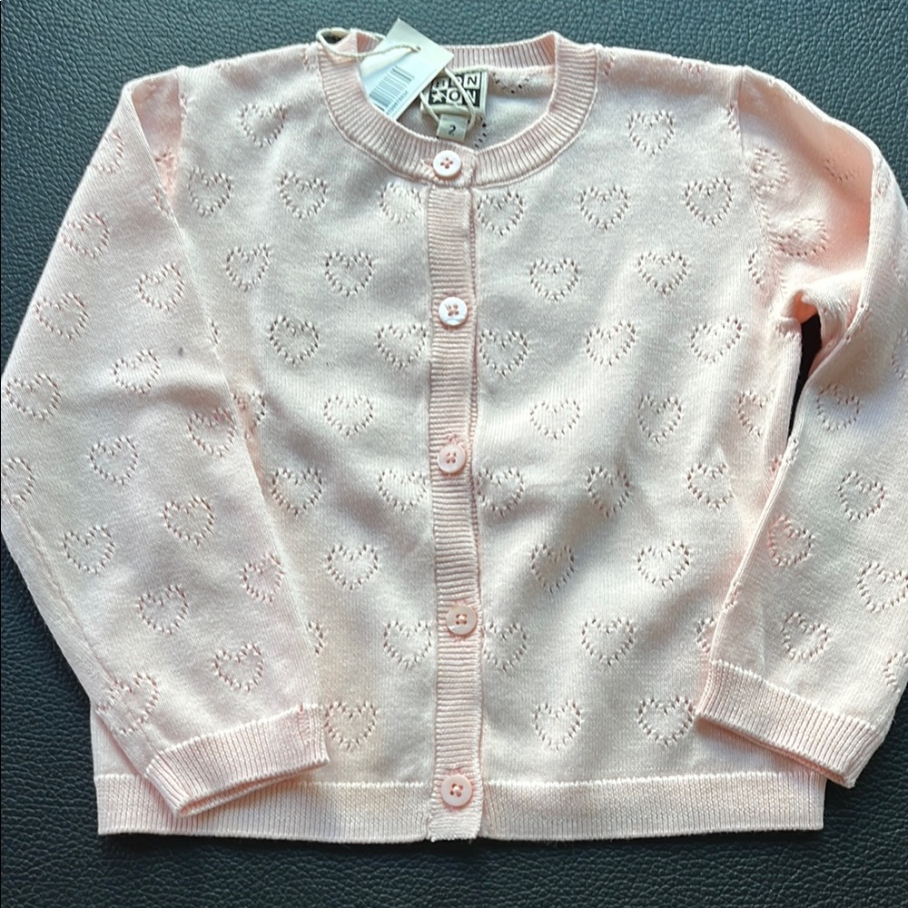 Pink Heart Pattern Cardigan